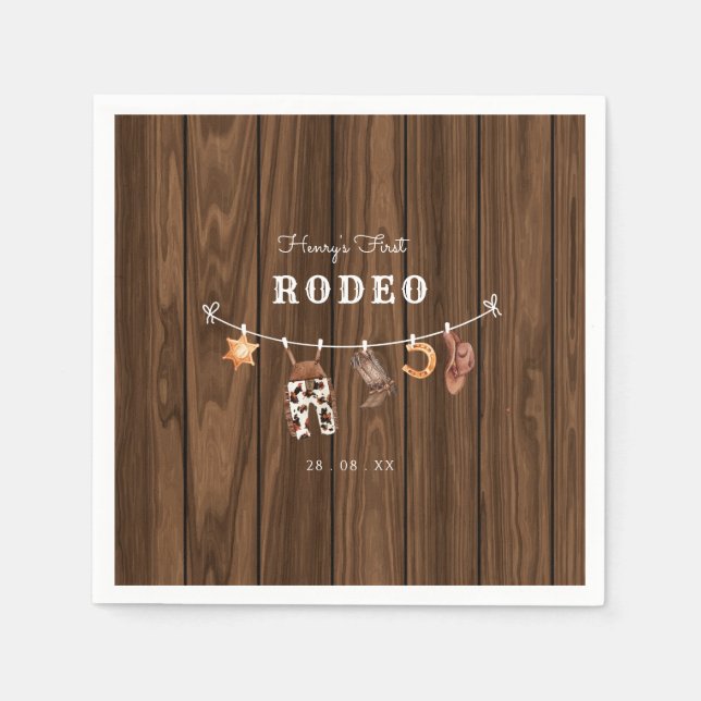 Rodeo Wild West rustic Western cowboy birthday Serviette (Vorderseite)