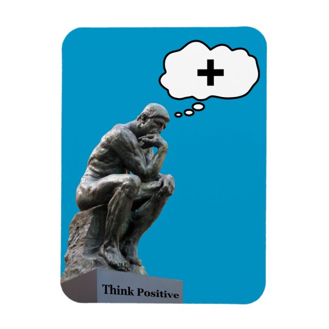 Rodin’s Thinker Statue - Think Positiv Magnet (Vertikal)