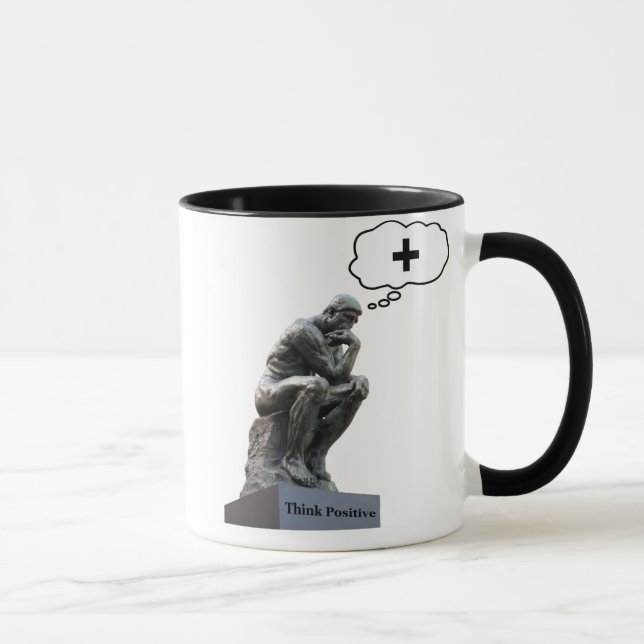 Rodin’s Thinker Statue - Think Positiv Tasse (Rechts)