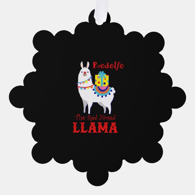 Rodolfo The Red Nosed Llama Ornament Karte (Vorderseite)
