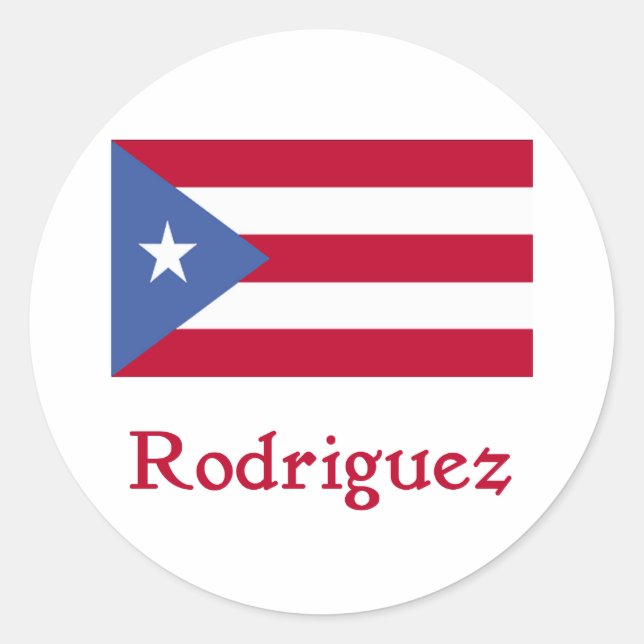 Rodriguez Puerto Rico Flag Runder Aufkleber (Vorderseite)