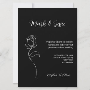 ROE Black & White Simple Wedding Einladung