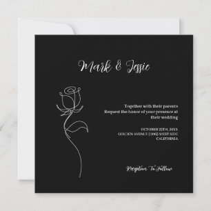 ROE Black & White Simple Wedding Einladung