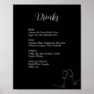 ROE Black & White Simple Weeding Drinks Unterschre Poster