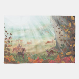 Roe Deer Capreolus capreolus in Forest Sunlight Geschirrtuch