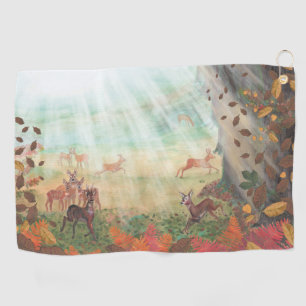 Roe Deer Capreolus capreolus in Forest Sunlight Golfhandtuch