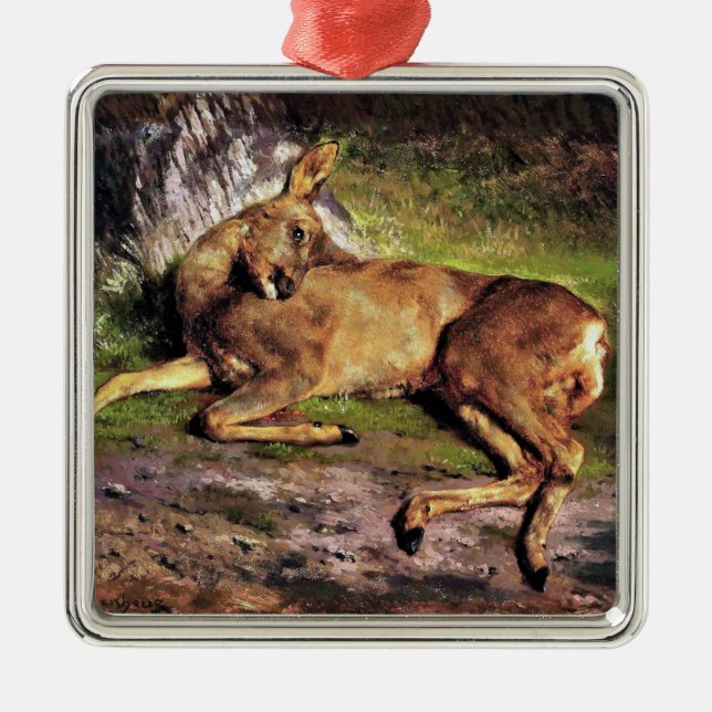 Roe Deer im Wald (von Rosa Bonheur) Ornament Aus Metall (Vorne)