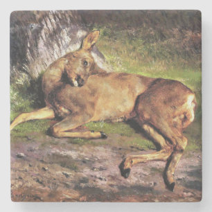 Roe Deer im Wald (von Rosa Bonheur) Steinuntersetzer
