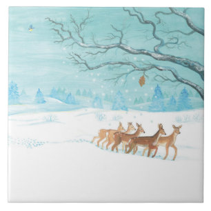 Roe Deer im Winter Bandana Fliese