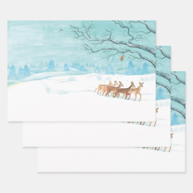 Roe Deer im Winter Geschenkpapier Set (Set)