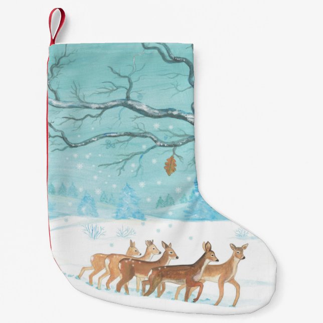 Roe Deer im Winter Kleiner Weihnachtsstrumpf (Vorderseite)