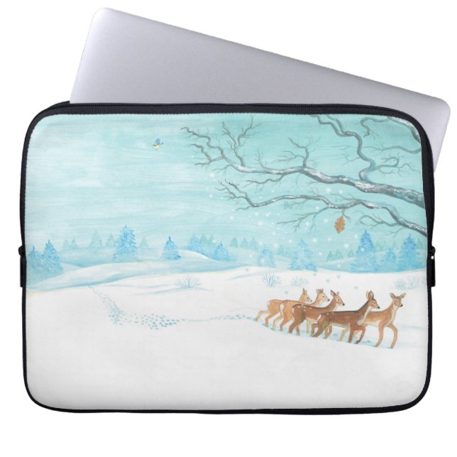 Roe Deer im Winter Laptopschutzhülle (Vorderseite)