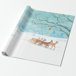 Roe Deer im Winterwald mit Schnee Geschenkpapier