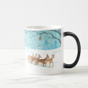Roe Deer Winterschneewaldlandschaft Verwandlungstasse