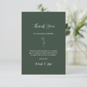 ROE Dusky Green & White Simple Wedding Dankeskarte