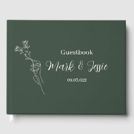 ROE Dusky Green & White Simple Wedding Gästebuch