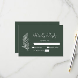 ROE Dusky Green & White Simple Wedding RSVP Karte