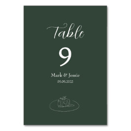 ROE Dusky Green & White Simple Wedding Tischnummer