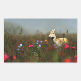 Roe in einem Wiesenaufkleber Rechteckiger Aufkleber