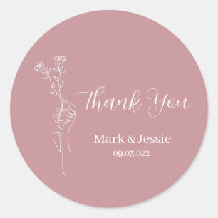 ROE Pink & White Einfache Hochzeitsmarke Runder Aufkleber