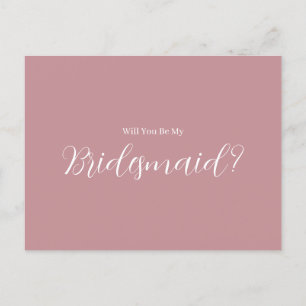 ROE Pink & White Simple Bridesmaid Postkarte
