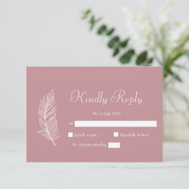 ROE Pink & White Simple Wedding RSVP Karte