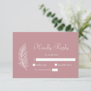 ROE Rosa und Weiße Einfache Hochzeit RSVP Karte