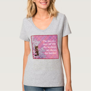 ROFL Vintage Katze auf benutzerrosa karierten T -  T-Shirt
