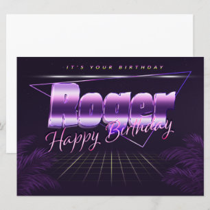 Roger prénom carte rétro lilas pour un anniversair