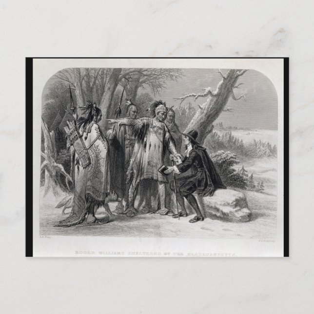 Roger Williams wird von den Narragansetts geschütz Postkarte (Vorderseite)