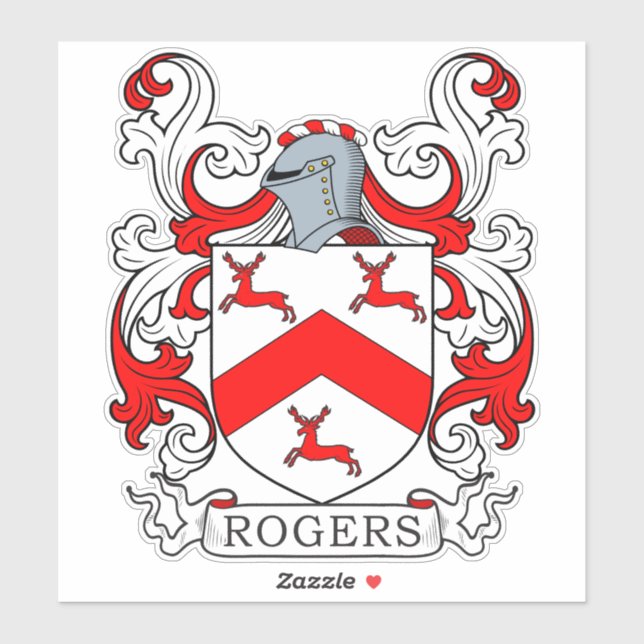 Rogers Familienwappen Aufkleber (Blatt)