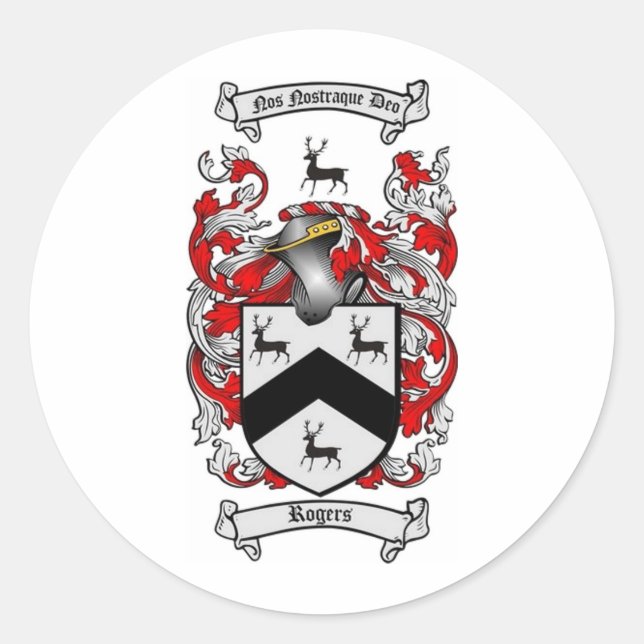 ROGERS FAMILIENWAPPEN RUNDER AUFKLEBER (Vorderseite)