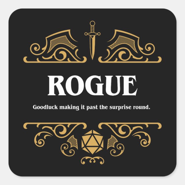 Rogue Class Tabletop RPG Gaming Quadratischer Aufkleber (Vorderseite)