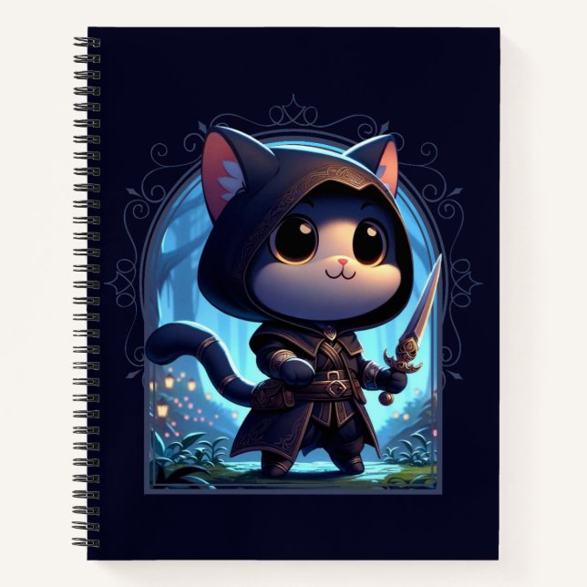 Rogue Feline Fantasy Adventure Notizbuch (Vorderseite)