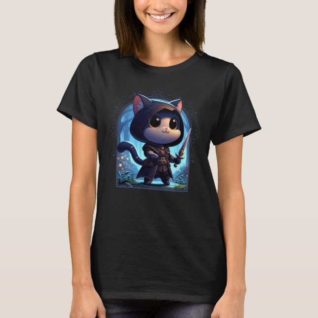 Rogue Feline Fantasy Adventure T-Shirt (Vorderseite)