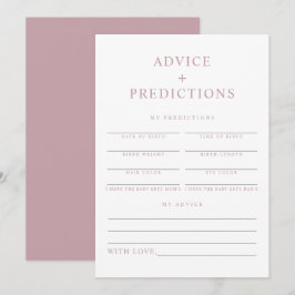 ROGUE Modern Dusty Pink Baby Advice & Predictions Einladung