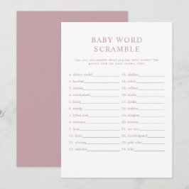ROGUE Modern Dusty Rose Baby Word Scramble Game Einladung