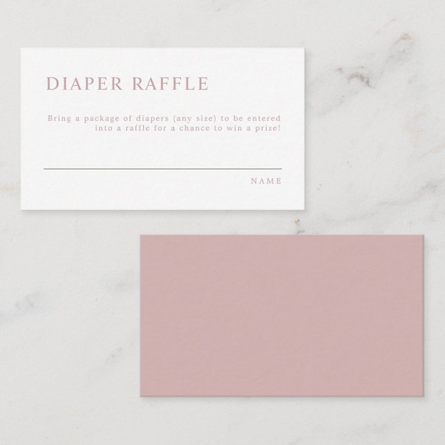 ROGUE Modern Dusty Rose Pink Diaper Raffel Ticket (Vorne/Hinten)