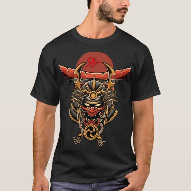 ROGUE ONI MASK SAMURAI TATTOO GRAFFITI ART T-SHIRT (Devant)