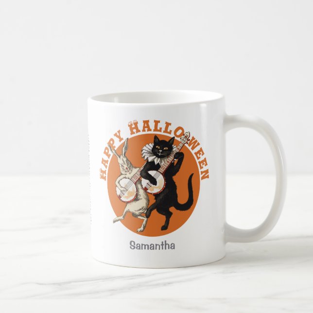 Roguish black cat and rabbit CC1053 Halloween Kaffeetasse (Rechts)