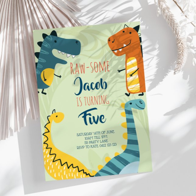 Roh-einige Niedliche Dinosaurier zum Geburtstag Ei Einladung (Von Creator hochgeladen)
