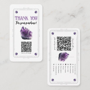 Rohamethyst Lila Kristall Social Media QR Code Visitenkarte