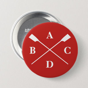 Rohe gekreuzte Autos, Monogramm rot Button