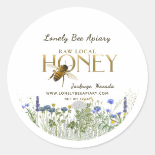 Rohe Honig Wildblumen Flying Bee-Aufkleber Runder Aufkleber