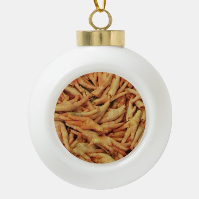 Rohe Huhn-Füße Keramik Kugel-Ornament (Vorderseite)