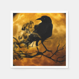 Rohe Krähenernte Mond fallen schwarz-orange Serviette