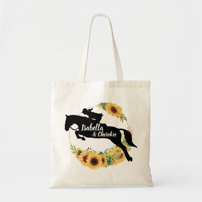 Rohe Monogram Gelbe Sonnenblumen Silhouette Tragetasche (Vorne)