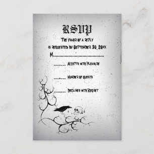 Rohe, Schädel und verzierte Ecke Gotische Hochzeit RSVP Karte