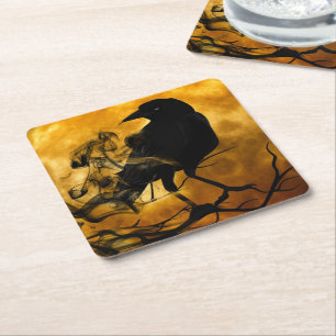 Rohe und Erntemonde Fall Square Papier Untersetzer