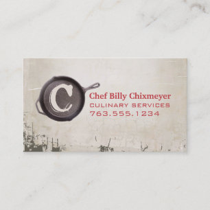 Roheisen Skilletwannen-Kochs-Cateringmonogramm Visitenkarte